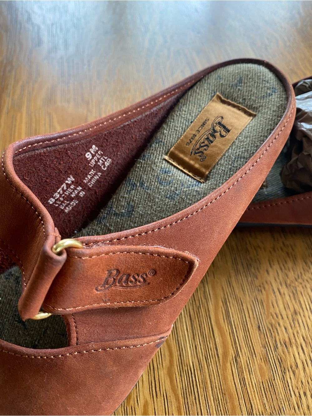 Bass Women's Slip-On Open-Toe Flats in Rust - Picture 2 of 3